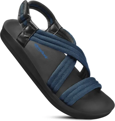 Vista 15 de AEROTHOTIC Sandalias para caminar para mujer, con soporte de arco, ligeras, deportivas, ajustables, con correa trasera, para invierno, senderismo