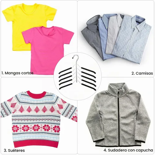 Vista 7 de Ripeng Percha para ropa que ahorra espacio, 8 paquetes 5 en 1, multicapa antideslizante, de metal resistente, de acero inoxidable, para suéteres