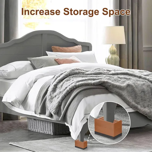 Vista 7 de uxcell Paquete de 4 elevadores rectangulares para cama, borde completo, resistentes y ajustables, de 1.6 pulgadas, para cama, sofá, mesa y sofá