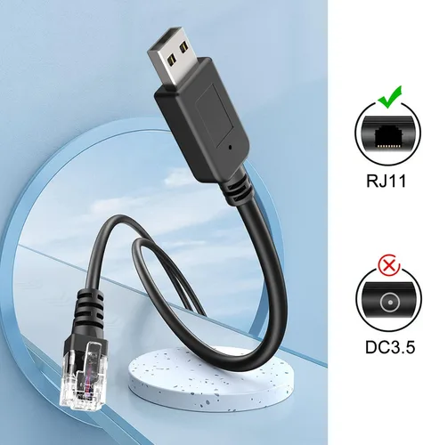 Vista 6 de Cable para detector de radar Plozoe, cable USB a RJ11, cable de alimentación con enchufe RJ11, para detector de radar Escort Uniden Radenso XP