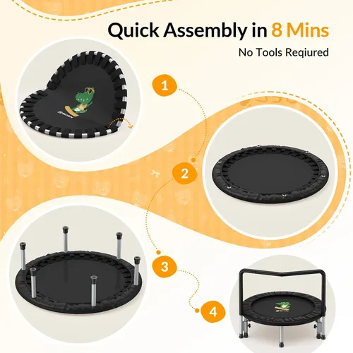Vista 5 de BCAN SP1 36'' Kids Toddler Trampoline Indoor, Foam Handle FED Fitness Negro