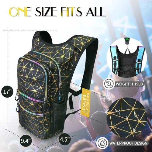 Vista 2 de Paquete de hidratación, mochila de agua con vejiga de hidratación de 3 L, aislamiento ligero, esencial para festivales, mochila de hidratación rave