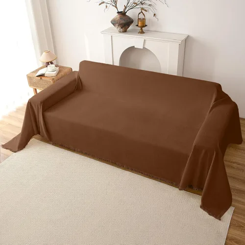 Vista 20 de Funda de felpilla para sofá, funda suave con borlas para sofá, funda de sofá para sofá de 2 puestos, funda de sofá, protector de muebles lavable