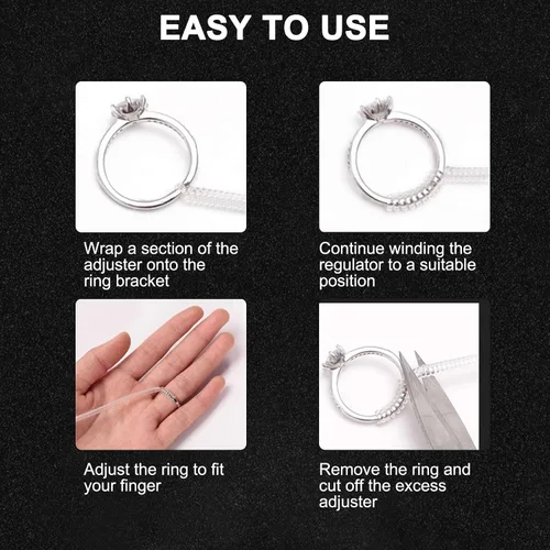 Vista 6 de Para anillos sueltos Anillo Guardia Clip Transparente Silicona Sizer Tensor Resizer 4 Tamaños