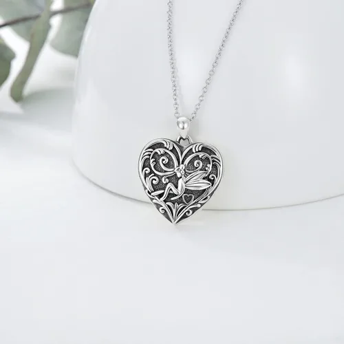 Vista 2 de SOULMEET - Collar con relicario en forma de corazón con girasol, donde se pueden guardar fotografías de personas para tenerlas cerca de ti, joyería