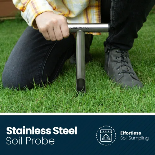 Vista 2 de Varomorus Sonda de muestreo de suelo Mango tubular estilo T de acero inoxidable. (12 pulgadas)