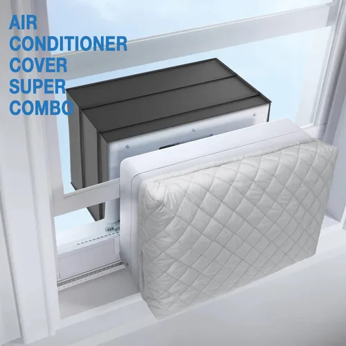 Vista 2 de Paquete de 2 fundas de aire acondicionado para ventana, cubierta de aire Tamaño M: 21 l*15 H*3.5D + 21W*16D*15H