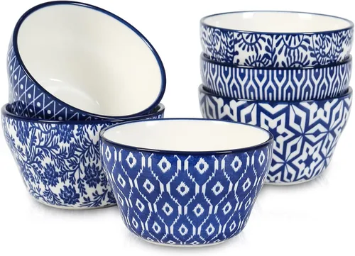 Vista 10 de Selamica Vasos de cerámica para caldo de 8 onzas, cuencos pequeños de 4 pulgadas, cuencos de postre para salsa de sopa, tazas de café, aptas