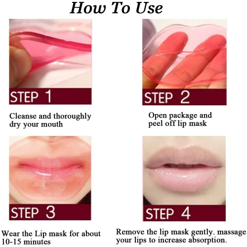 Vista 7 de Parches de máscara de labios, 30 almohadillas de gel de colágeno de cristal rosa, hidratante, antiarrugas, antienvejecimiento, firme, hidratan