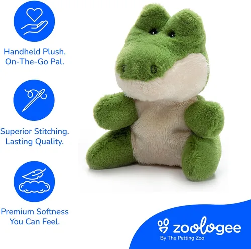 Vista 4 de The Petting Zoo Peluche de cocodrilo, regalos para niños, animales de vida silvestre Nuggetz, juguete de peluche de cocodrilo verde de 6 pulgadas
