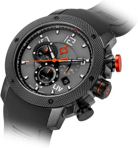 Vista 5 de LIV GX1 - Reloj clásico resistente con cronógrafo suizo de 177 pulgadas 316L SS 3D multicapa con fecha rápida resistente a los arañazos resistente