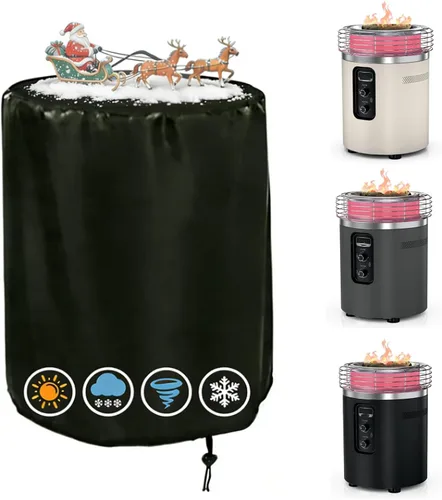 Vista 21 de Cubierta rectangular para fogata, impermeable, para mesa de fuego de gas propano al aire libre, 28 pulgadas de largo x 28 pulgadas de ancho x 24