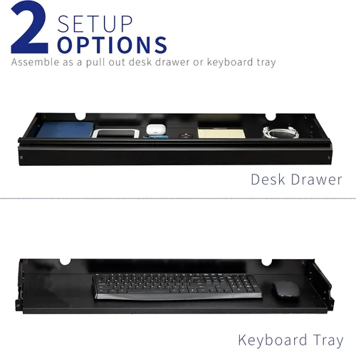 Vista 5 de VIVO DESK-DR33-B - Organizador grande de cajones de almacenamiento para debajo del escritorio, negro, de 33 pulgadas
