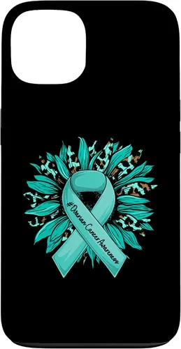 Vista 7 de Leopard Sunflower Teal Ribbon Ovarian Cancer Awareness Case for iPhone 16