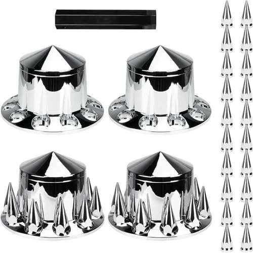 Vista 10 de Aeagle - Kits de combinación de cubierta de eje domo para ejes de camión semi con tuerca de lengüeta de 33 mm atornillada, plástico ABS cromado, 2