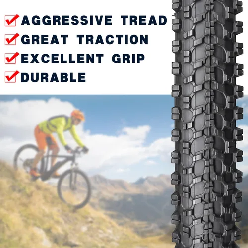 Vista 3 de 24 X 1.95 Inch Folding Bike Tires with 3mm Anti Puncture Proof Protection for Mountain Bicycles