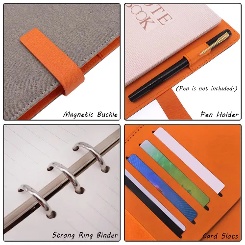 Vista 32 de HXRTANGS A5 Refillable Notebook, Ring Binder Journal Personal Organizer with Lined Paper + Planner Stickers + Subject Dividers + Index Tabs +