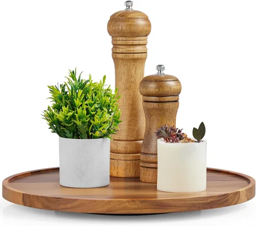 Vista 11 de Organizador Giratorio Lazy Susan de Madera de Acacia de 9", Lazy Susan para Organización de Mesa, Gabinete, Comedor, Despensa, Encimera, Alacena