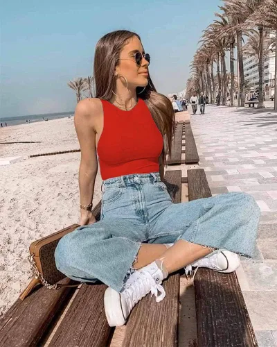 Vista 6 de Allchic Body sin mangas para mujer, camisetas sexys sin mangas, overol básico con espalda cruzada