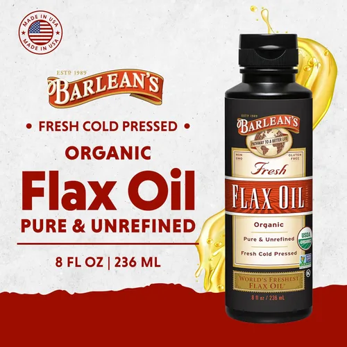 Vista 3 de Barlean's - Aceite de linaza orgánico líquido de semillas frescas de lino prensadas en frío, 7,640 mg ALA Omega 3 suplemento de ácidos grasos
