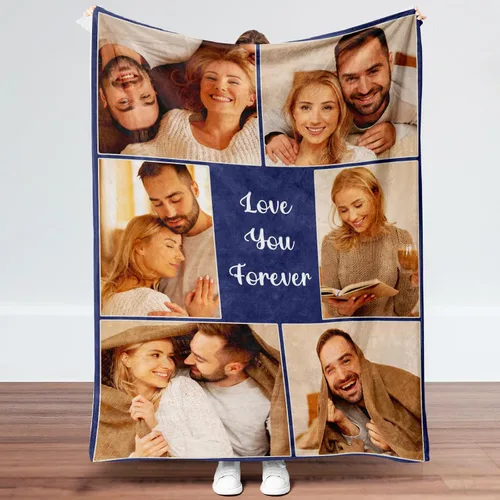 Vista 8 de Manta personalizada con imagen, regalos para novio, novia, manta de fotos personalizada para cumpleaños, aniversario, boda, Navidad
