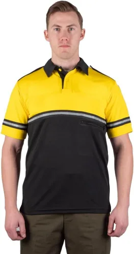 Vista 3 de First Class Camisa de patrulla de bicicleta de dos tonos con rayas reflectantes y bolsillo con cremallera