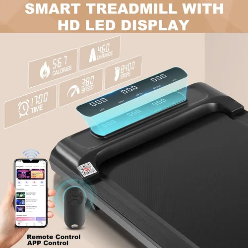 Vista 2 de Caminadora inteligente para caminar, caminadora debajo del escritorio, para oficina en casa, cinta de correr funciona con aplicación, almohadilla