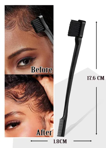 Vista 8 de AnWoor - 4 cepillos de borde para el cabello, barra de cera para el cabello, cepillo de pelo liso para alisar el cabello del bebé, peines de cola