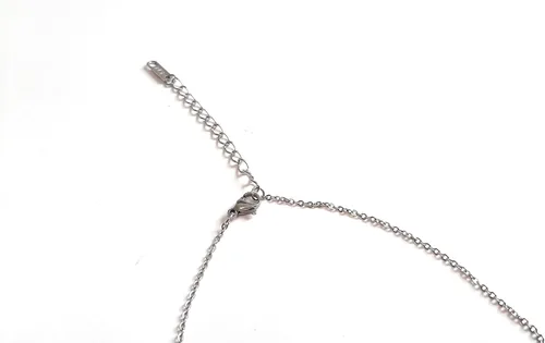 Vista 8 de Natural Crystal Bead Blue Agate Stone Y Shaped Lariat Necklace Non-Tarnish Steel Chain