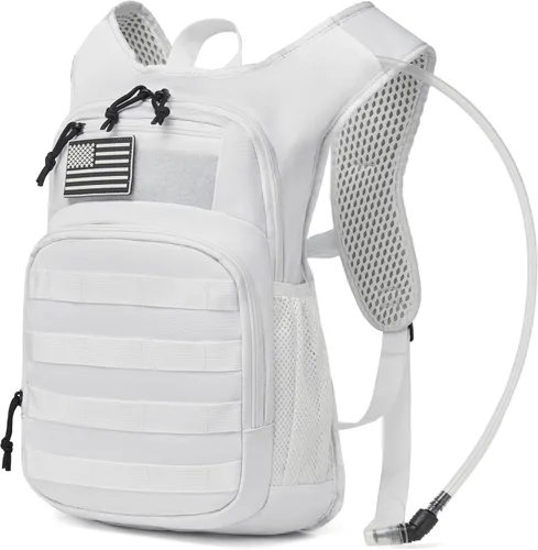 Vista 11 de Mochila de Hidratación Wotony con Vejiga de Agua para Senderismo Paquete de Hidratación Táctico para Hombres Mujeres Mochila de Agua Molle