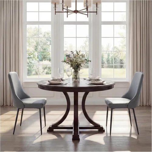 Vista 14 de Sillas de comedor de piel sintética, modernas y tapizadas, sillas de cocina, sillas auxiliares de cena con respaldo curvado y patas de metal