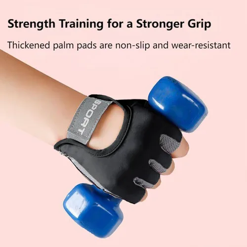 Vista 4 de Guantes de entrenamiento para gimnasio Guantes de levantamiento de pesas Guantes de ciclismo de dedo corto Guantes deportivos para hombres y mujeres