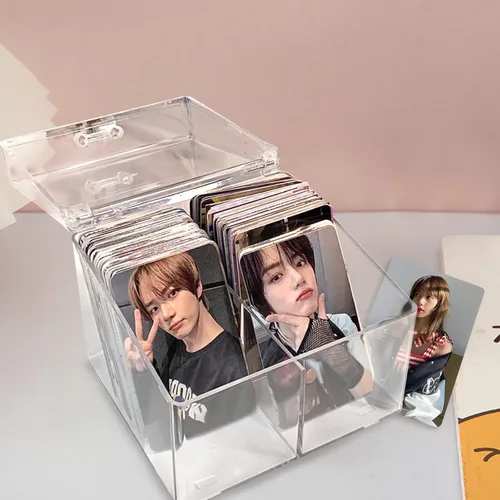 Vista 7 de YAHUIPEIUS Caja de almacenamiento para tarjetas fotográficas, caja de almacenamiento transparente para tarjetas fotográficas, organizador