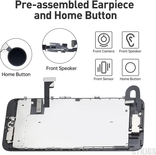 Vista 3 de Para iPhone 7 Reemplazo de pantalla con botón de inicio 4.7 "Negro, pantalla LCD táctil 3D digitalizador montaje completo con herramientas