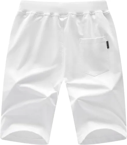 Vista 2 de CREATMO US Pantalones cortos para hombre con bolsillo con cremallera cintura elástica elástica de verano casual playa
