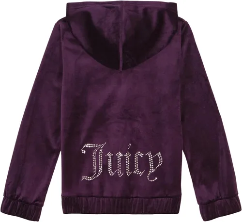 Vista 2 de Juicy Couture Girls' Long Sleeve Plush Velour Full Zip Hoodie Sweatshirt with Front Pockets
