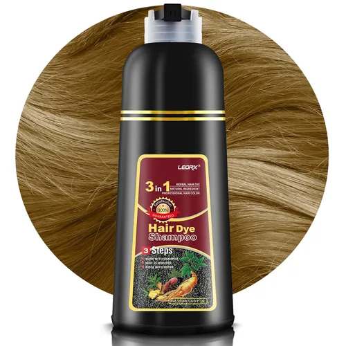 Vista 11 de Leorx Champú 3 en 1 para teñir el cabello marrón, color para refrescar el cabello, coloración herbaria instantánea para mujeres y hombres, 16.9