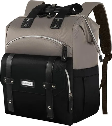 Vista 8 de Mochila para portátil para mujer, para trabajo de doctoras, profesoras, enfermeras, de 15.6 pulgadas, mochila universitaria de apertura amplia