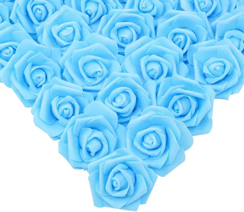 Vista 31 de IPOPU Cabezales de rosas artificiales, 100 rosas falsas de espuma negra de aspecto real para bricolaje, bodas, baby shower, centros de mesa 100