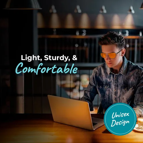 Vista 5 de Blue Light Blocking Glasses for Sleep + Eye Strain Relief Filtration from 35% clear for daytime screens to 100% red for sleep.