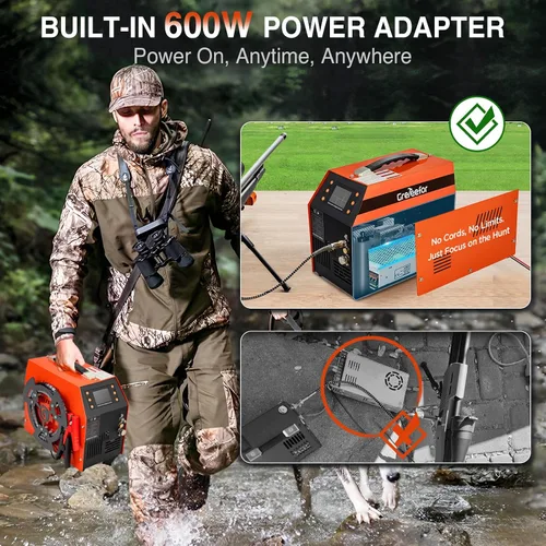 Vista 4 de Compresor de aire PCP 4500 PSI / 30 MPa, motor de 350 W, pantalla LCD, parada automática, sin agua/aceite, adaptador integrado de 600 W, 12 V CC
