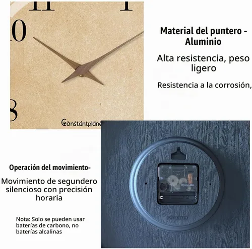 Vista 7 de Reloj de pared de madera maciza con pilas de 12 pulgadas Marrón