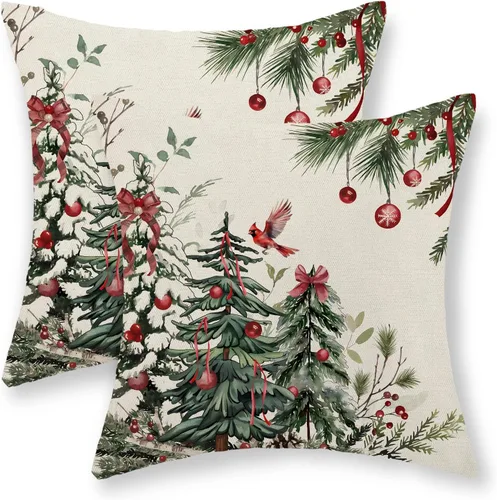 Vista 10 de Juego de 2 fundas de almohada navideñas de 18 x 18 pulgadas, con bastón de caramelo de hombre de jengibre, decoración de invierno, decoración