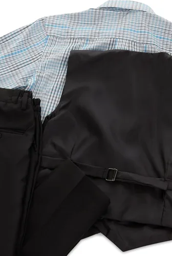 Vista 5 de Vittorino Conjunto de traje de 4 piezas para niños con chaleco, camisa de vestir, pajarita, pantalones y bolsillo cuadrado Ropa formal para niños