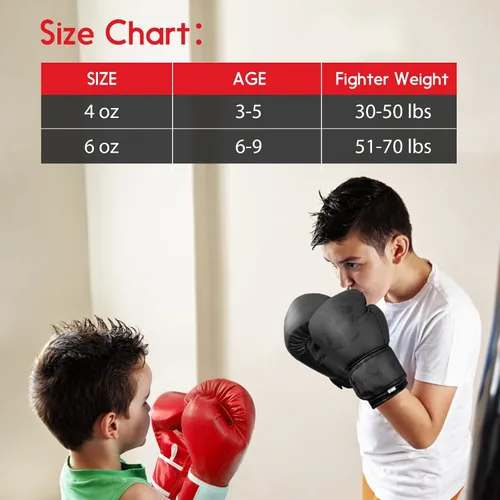 Vista 5 de Guantes de boxeo para niños y niñas, guantes de entrenamiento de boxeo juvenil para niños de 3 a 15 años, guantes de boxeo para sparring para niños