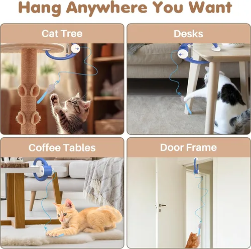 Vista 5 de Juguete interactivo para gatos de interior, inteligente USB recargable en la puerta, juguetes retráctiles automáticos para gatitos, teaser