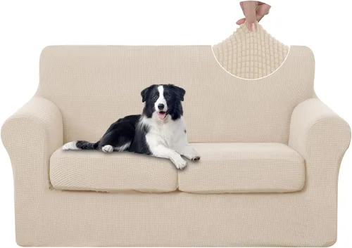 Vista 42 de U-NICE HOME Funda elástica para sofá de 3 piezas, funda de sofá lavable con cojín de asiento individual para sofá de 2 cojines, apta para mascotas