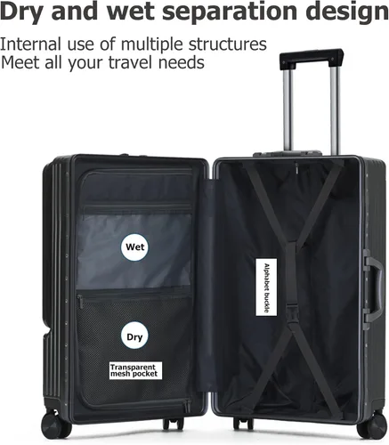 Vista 3 de feilario Equipaje extensible con ruedas giratorias rígidas de 360, maleta de mano ABS impermeable con carga USB y bloqueo TSA para negocios