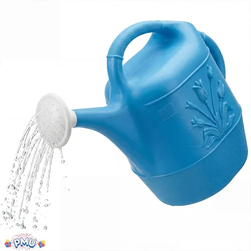 Vista 9 de PMU Regadera de 2 galones, regadera de jardín para plantas de interior y exterior, lata de agua de plástico con cabezal de rociador desmontable Azul