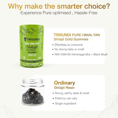 Vista 7 de Gomitas de oro Shilajit del Himalaya de 3000 mg Mezcla de hierbas con ginseng, KSM-66 Ashwagandha, Black Musli y Gokshura Suplemento vegano - 60